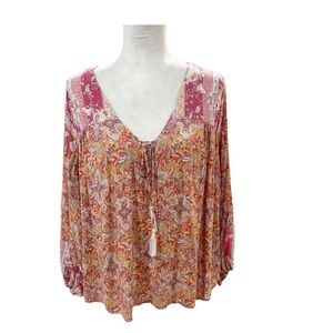 NWOT Rachel Zoe Beautiful multi color tie blouse Size XL